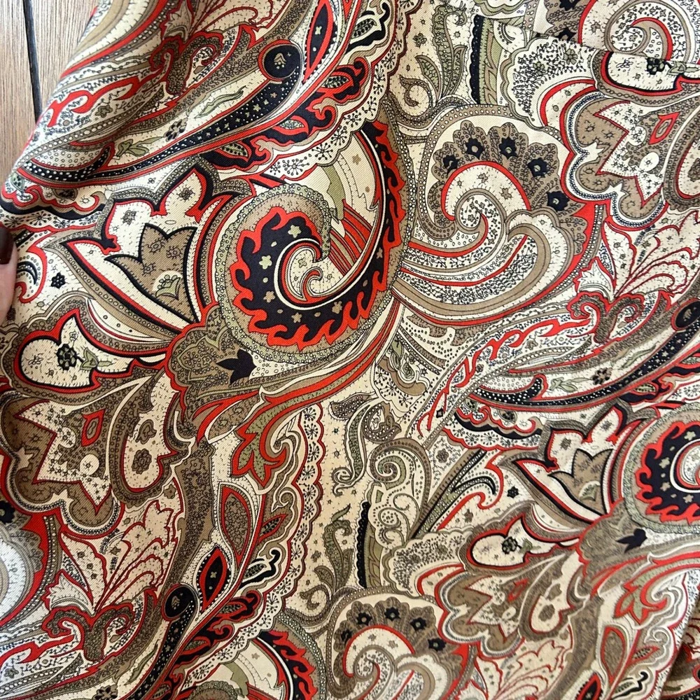 Peck & Peck Collection Silk Skirt‎ Women Size 8 Beige Brown Red Paisley Print - Picture 3 of 7